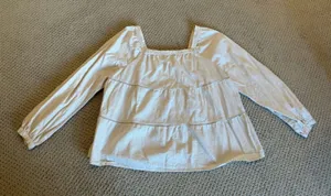 Old Navy Women Square Neck Longsleeve Cream Top Size Large Tiered Cotton Fall thumbnail 1