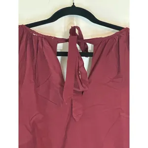Letube Anthropologie Burgundy Embroidered Boho Mini Dress Long Sleeve Large NEW thumbnail 7