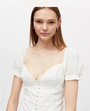 Urban outfitters white linen dress Britney hook and eye thumbnail 2