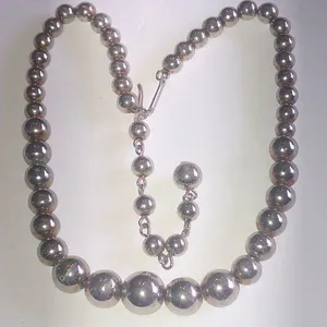 Vintage Silver Tone Metal Beaded Ball Beads Retro Boho Necklace thumbnail 1