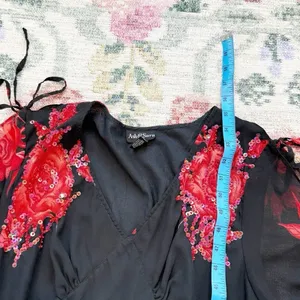 VTG Ash &‎ Sara Babydoll Maxi Dress Medium Y2K Fairy Romantic Sequins Chiffon thumbnail 8