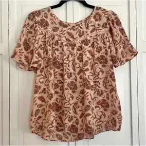 Nanette Lepore NWT orange floral ruffle sleeve blouse small thumbnail 4