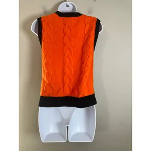 Desigual x Maitrepierre Orange Knit Mantis Gilet V-Neck Sweater Vest Multi Sz S thumbnail 7