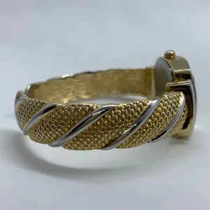 Ladies Quartz analog gold tone cuff bracelet watch size 7” runs thumbnail 5