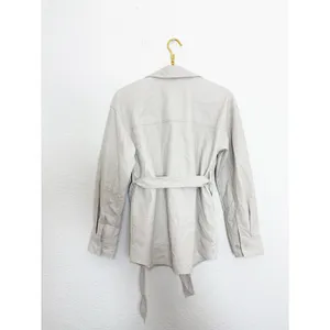 Aritzia Babaton Ava Jacket Vegan Leather Matte Pearl Belted Coat Size XS thumbnail 12