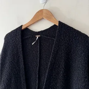 Free People Black Wool Mohair‎ Blend Chunky Open Cardigan thumbnail 3