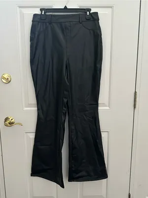 Halara Size L Women's Black Faux Leather Flared Pants NWOT thumbnail 4