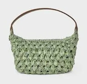 A New Day NWT Women's Woven Crochet Green Metallic Shoulder Bag thumbnail 1