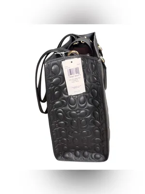 NWT Coach Maggie Large Tote Bag In Signature Leather Black 100% Authentic thumbnail 4