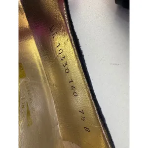 Vintage Salvatore Ferragamo Velvet Pumps Women 7.5 Black Gold Studded Minimalist thumbnail 8