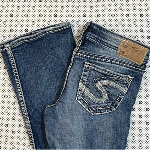 Silver Jeans Aiko Thick Stitch Dark Blue Bootcut Western Jeans Low Rise Y2K thumbnail 5