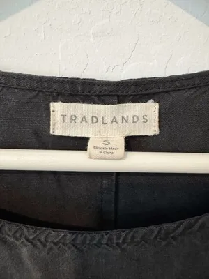 Tradlands Nico Dress Size Small Black Linen Blend Pocket Coastal Grandma Cottage thumbnail 9