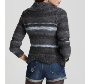 Free People charcoal braided cardigan thumbnail 3