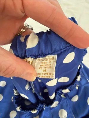 Vintage Victoria’s Secret‎ Blue Polka Dot Satin Tap Shorts Size M thumbnail 3