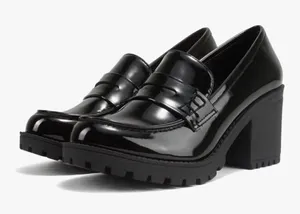 Soda black high heeled penny loafers thumbnail 1