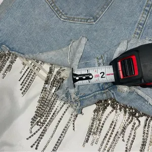 La’ Ros Rhinestone Fringe Cutoff Denim Jean Shorts thumbnail 5