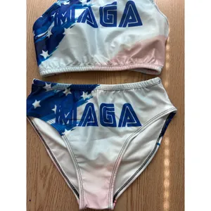 B24 New Women's 2pc Patriotic American Flag “MAGA” Bikini size Small thumbnail 2