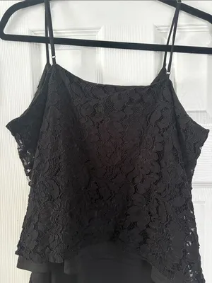 Socialite Black Lace Cami Camisole Tank Top Blouse Size XL / 14 16 thumbnail 4