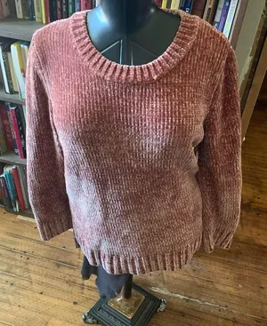 Orvis super soft pink chenille pullover M chunky sweater thumbnail 1