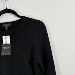 Charter Club Luxury 100% Cashmere Black Crew Sweater Capsole FLAW Womens Medium thumbnail 3
