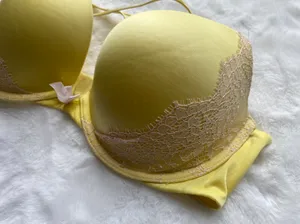 Women's Very Sexy Push-Up Lace Trim Bra Yellow, 34D thumbnail 2