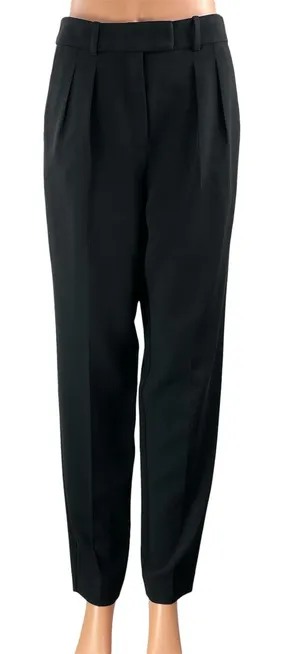 Aritzia Babaton Womens Black High Rise Pleated Straight Trousers Dress Pants 2 thumbnail 1