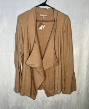 Woman Within Cardigan Khaki Crepe New 14/16 thumbnail 1