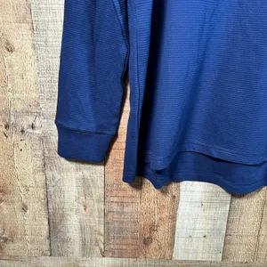 Lands End Dark Blue Waffle Knit Funnel Neck Top Long Sleeve Pullover XL New thumbnail 2