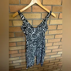 Anthropologie Dazey LA Black and White Tripnosis Swirl Bodysuit Size Small thumbnail 4