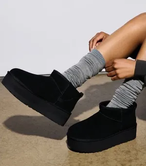UGG Classic Ultra Mini Platform Boots Black Suede Size‎ 6 thumbnail 1