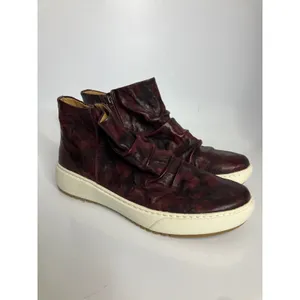 Sofft Khele21 High Top‎ Sneaker Women 10M Burgundy Excellent Ruched Leather Zip thumbnail 3