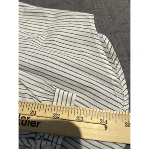 Loft Women's M pinstripe ruffle-neck shirt NWT thumbnail 6