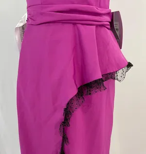 JS Collections New Hayley One Shoulder Column Evening Gown Cerise Black thumbnail 9