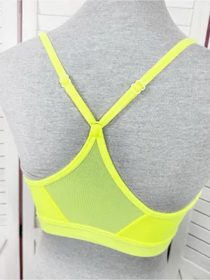 Athletic Works Racer‎ Back Sports Bra Neon Yellow Medium thumbnail 6