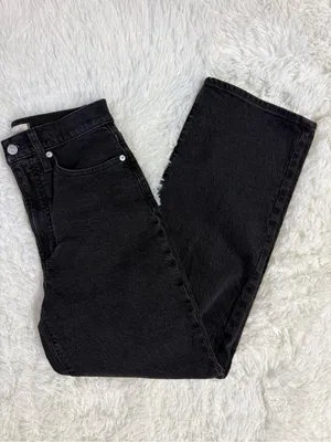 Madewell The Perfect Vintage Wide-Leg Jeans Women’s Size 25 Black High Rise thumbnail 4