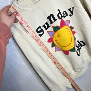 BDG Urban Outfitters Sunday Club Smiley Sun Graphic Sweatshirt Cream Women Small thumbnail 5