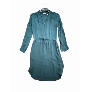 BABATON x ARITZIA Bennett 100% Silk Georgette Shirt Dress Teal XXS #GG2-4 thumbnail 9