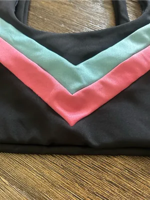 Beach Riot Black Bikini Top with Pink and Mint Chevron thumbnail 2