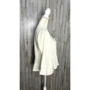 NWT Frye‎ Women's Lace-Up Bell Sleeve Blouse Ivory Size Small Casual Spring thumbnail 3