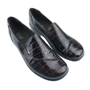 Clarks Loafers Women 8M Brown Croc‎ Embossed Patent Wedge Bendables 38634 thumbnail 3