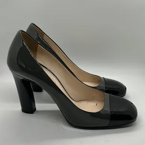 Prada Authenticated Black/Dark Gray Leather High Heels Shoes *Sz 37.5/US Sz 7.5* thumbnail 4