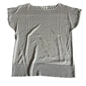 Coldwater Creek womens Sweater Silk shiny Small Silver Metallic Short Sleeve thumbnail 3