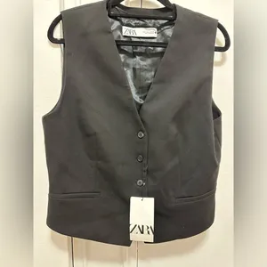 NWT Zara Contemporary Vest Black Large thumbnail 5