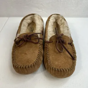 Ugg Sz 6 Dakota Slipper Leather Nubuck Beige Moccasin Slip On Shoes 5612 Women’s thumbnail 5