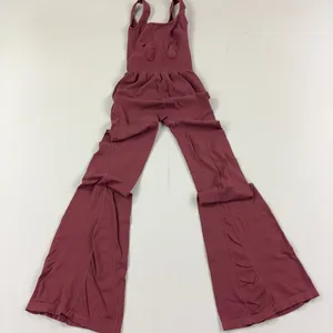 FP Movement Jumpsuit Womens XS Red Knit Flare Leg Sleeveless Scoop Neck Stretch thumbnail 1