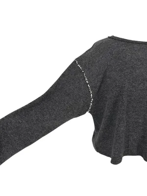 Hem & Thread Contrast Trim Relaxed Long Sleeve Top Charcoal Size Small NWT thumbnail 5
