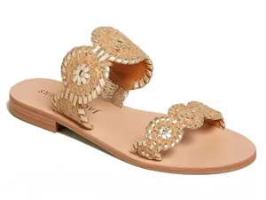 Jack Rogers Tan and Gold Lauren Sandals thumbnail 1