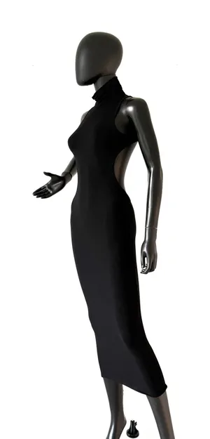 Open Back Turtleneck Maxi Dress Slim Fit Bodycon Dress Casual Dress Backless thumbnail 1