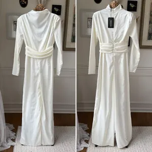 NWT PrettyLittleThing Ivory Satin High Neck Jumpsuit 6 thumbnail 2