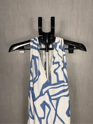 Banana Republic Blue and White Printed Halter Midi Dress thumbnail 3